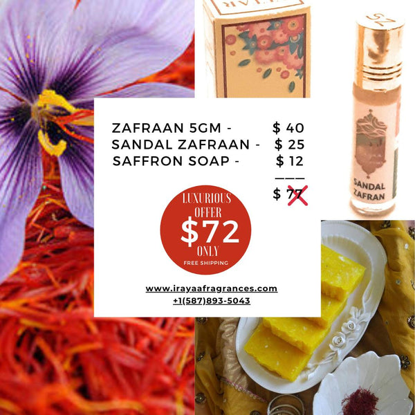 Zafraan Hamper : Zafraan 5g, Attar - Sandal Zafraan, Luxurious Saffron Soap